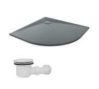 Sundaze 900 X 900mm Smc Anthracite Quadrant Slate Effect Shower Tray With Fluidmaster 90mm Fast Flow Waste