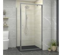Sundaze Bathroom 1000mm Pivot Door Shower Enclosure Chrome Framed With 1000mm Side Panel And Black Smc Shower Tray