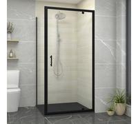 Sundaze Bathroom 1000mm Pivot Door Shower Enclosure Matt Black Framed 1000mm With Side Panel And Black Smc Shower Tray
