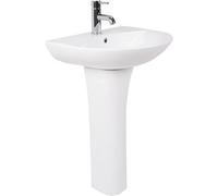 Sundaze Bathroom Modern Cloakroom Full Pedestal 550mm Basin Compact Single Tap Hole Sink