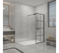 Sundaze Black Grid 8mm Walk In Shower Enclosure Wet Room Glass Screen 800mm With 1100X800mm White Shower Tray