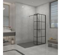 Sundaze Black Grid Walk In Shower Enclosure Wet Room Glass 800mm & 300mm Return Panel With 1500X700mm Anthracite Smc Shower Tray