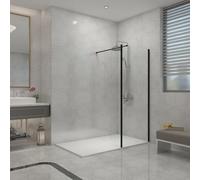Sundaze Black Walk In Shower Enclosure Wet Room Glass 800mm & 300mm Return Panel With 1400X800mm White Smc Shower Tray