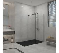 Sundaze Black Walk In Shower Enclosure Wet Room Glass 900mm & 215mm Return Panel With 1600X1000mm Smc Black Shower Tray