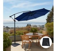 SunDaze Blue Banana Garden Parasol Patio Hanging Umbrella Cantilever W/ Base Cover