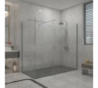 Sundaze Chrome 8mm Walk In Shower Enclosure Wet Room Glass Screen 1100mm & 800mm Panels With 1600X800mm Anthracite Shower Tray
