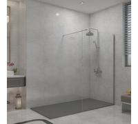 Sundaze Chrome 8mm Walk In Shower Enclosure Wet Room Glass Screen 1400mm Panel With 1700X700mm Anthracite Shower Tray