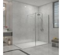 Sundaze Chrome Walk In Shower Enclosure Wet Room Glass 1100mm & 215mm Return Panel With 1600X800mm Smc White Shower Tray