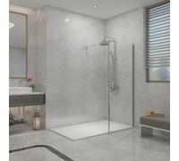 Sundaze Chrome Walk In Shower Enclosure Wet Room Glass 900mm & 215mm Return Panel With 1600X1000mm Smc White Shower Tray