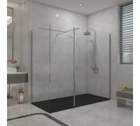 Sundaze Chrome Walk In Wet Room Shower Enclosure 1200mm & 760mm & 300mm Flipper Panel With 1800X800mm Black Shower Tray