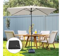 Sundaze Cream Rectangle 2X3M Garden Parasol Umbrella Outdoor Patio Tilt Crank, Base Weights & Black Cover