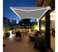 Sundaze Full Cassette Electric Awning Remote Controlled Retractable Garden Sun Shade Shelter With Led Light 4.5X3M Grey