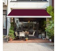 Sundaze Full Cassette Electric Remote Controlled Retractable Awning Garden Patio Canopy Shade Sail 4X3M Wine Red