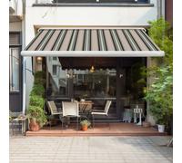 Sundaze Full Cassette Electric Remote Controlled Retractable Awning Garden Patio Canopy Shade Sail 4.5X3M Multi-Stripe