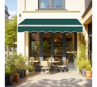 Sundaze Garden Manual Retractable Awning Patio Canopy Sun Shade Shelter Angle Adjustable 4.5X3M Green