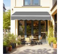 Sundaze Garden Manual Retractable Awning Patio Canopy Sun Shade Shelter Angle Adjustable 4.5X3M Grey