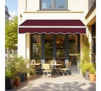 Sundaze Garden Manual Retractable Awning Patio Canopy Sun Shade Shelter Angle Adjustable 4.5X3M Wind Red