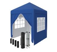 Sundaze Garden Pop Up Gazebo Party Tent Camping Marquee Canopy With 4 Sidewalls Carrying Bag Blue 2X2M