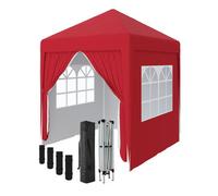 Sundaze Garden Pop Up Gazebo Party Tent Camping Marquee Canopy With 4 Sidewalls Carrying Bag Red 2X2M