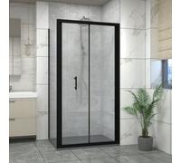 Sundaze Matt Black 1000mm Bi-Fold Door Shower Enclosure With 700mm Side Panel, Anthracite Slate Effect Shower Tray & Waste