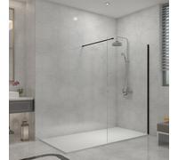Sundaze Matt Black 8mm Walk In Shower Enclosure Wet Room Glass Screen 900mm Panel With 1200X900mm White Shower Tray