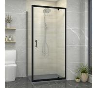 Sundaze Matte Black Bathroom 1000mm Pivot Door Shower Enclosure 800mm With Side Panel And Anthracite Smc Shower Tray