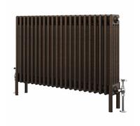 SunDaze Right Radiators 600X1010 mm Horizontal Traditional 4 Column Cast Iron Style Radiator Black Copper