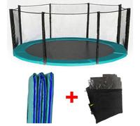 Sundaze Trampoline Pads Replacement Safety Spring Cover Padding Green And Safety Net Enclosure Surround Set 14Ft (427Cm)