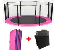 Sundaze Trampoline Pads Replacement Safety Spring Cover Padding Pink And Safety Net Enclosure Surround Set 14Ft (427Cm)