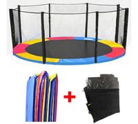 Sundaze Trampoline Pads Replacement Safety Spring Cover Padding Tri-Colour And Safety Net Enclosure Surround Set 12Ft (366Cm)