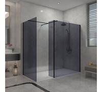 Sundaze Walk In Wet Room Shower Enclosure Grey Glass 1200mm & 760mm & 215mm Flipper Panel With 1700X800mm White Shower Tray