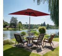 Sundaze Wine Red 2X3M Rectangle Patio Crank Tilt Umbrella Outdoor Garden Parasol With Base