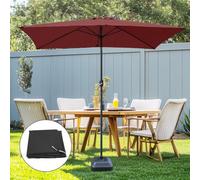 Sundaze Wine Red Rectangle 2X3M Garden Parasol Outdoor Patio Tilt Crank Umbrella, Base Weights & Black Cover
