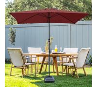 Sundaze Wine Red Rectangle 2X3M Garden Parasol Outdoor Patio Tilt Umbrella Crank Handle With Base
