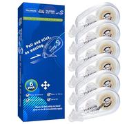 sundee 6 Pcs Glue Tape Roller for Crafting, 8mm x 6m Permanent Double Sided Tape Runner for Scrapbook Photo Arts DIY, Sticky Adhesive Tape Dispenser for School Office Journal Wrapping Supplies -White