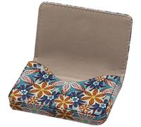 sundee Business Card Holder, RFID Blocking PU Leather Wallet with Magnetic for Women and Men, Name ID Credit Card Case, Portable Stylish Carrier Purse for Business Social -Flower Green