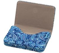 sundee Business Card Holder, RFID Blocking PU Leather Wallet with Magnetic for Women and Men, Name ID Credit Card Case, Portable Stylish Carrier Purse for Business Social -Flower Blue