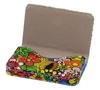 sundee Business Card Holder, RFID Blocking PU Leather Wallet with Magnetic for Women and Men, Name ID Credit Card Case, Portable Stylish Carrier Purse for Business Social -Flower Sun