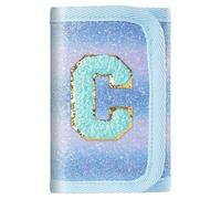 sundee Glitter Wallet for Girls-Personalized Initial Trifold Wallet with Secure Zipper Pocket,Gift for Teens 6-14, C