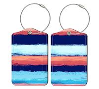 SUNDEE Luggage Tags for Suitcase TSA Approved, 2 Pcs PU Leather Travel Cruise Luggage Tag with Privacy Flap,Printed Personalized Leather Luggage Tag Label - 01 A