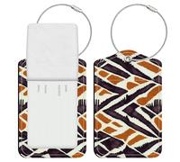 SUNDEE Luggage Tags for Suitcase TSA Approved, 2 Pcs PU Leather Travel Cruise Luggage Tag with Privacy Flap,Printed Personalized Leather Luggage Tag Label - 03 K