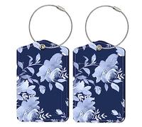 SUNDEE Luggage Tags for Suitcase TSA Approved, 2 Pcs PU Leather Travel Cruise Luggage Tag with Privacy Flap,Printed Personalized Leather Luggage Tag Label - 01 BB