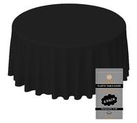 sundee Plastic Round Tablecloth 84 inch, 6 Pack Plastic Table Cloth Wipeable, 84 Inch Round Waterproof Party Tablecloth for kids Party Birthday Festive Party - Black