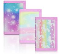 Sundee RFID Blocking Mini Trifold Coin Purse, Kids' Front Pocket Wallet with Zipper, Canvas Outdoor Sports Wallets with Magic Sticker - Starry Sky