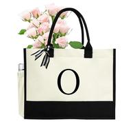 sundee Tote Bag Practical Canvas Handbags Alphabet Letter Series Personalized - Stylish, for All Occasions, Suitable for Women Wife Mother, for Travel Holiday Beach-O