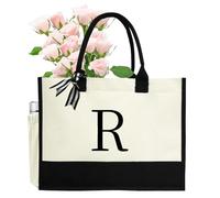 sundee Tote Bag Practical Canvas Handbags Alphabet Letter Series Personalized - Stylish, for All Occasions, Suitable for Women Wife Mother, for Travel Holiday Beach-R