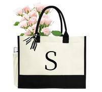sundee Tote Bag Practical Canvas Handbags Alphabet Letter Series Personalized - Stylish, for All Occasions, Suitable for Women Wife Mother, for Travel Holiday Beach-S