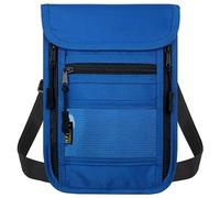 sundee Travel Neck Wallet with Double Zippers, RFID Blocking Passport Holder with Adjustable Neck Strap for Men and Women to Keep Cash, Credit Cards and Travel Documents Safe, Dark Blue, Small,