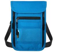 sundee Travel Neck Wallet with Double Zippers, RFID Blocking Passport Holder with Adjustable Neck Strap for Men and Women to Keep Cash, Credit Cards and Travel Documents Safe, Lake Blue, Small,