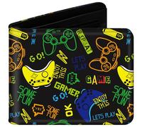 sundee Wallet for Boys with Zip Coin Pocket, Bi-Fold Slim Leather Purses for Men, Cartoon Cool Wallet with Cash ID Card Holder for Fans Teenagers Kids Birthday Gifts -Black Gamepad